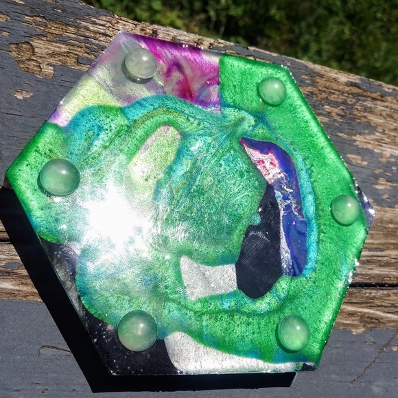 Hand Drawn Artisan Dog Coaster Epoxy Resin - Picture 5 of 11
